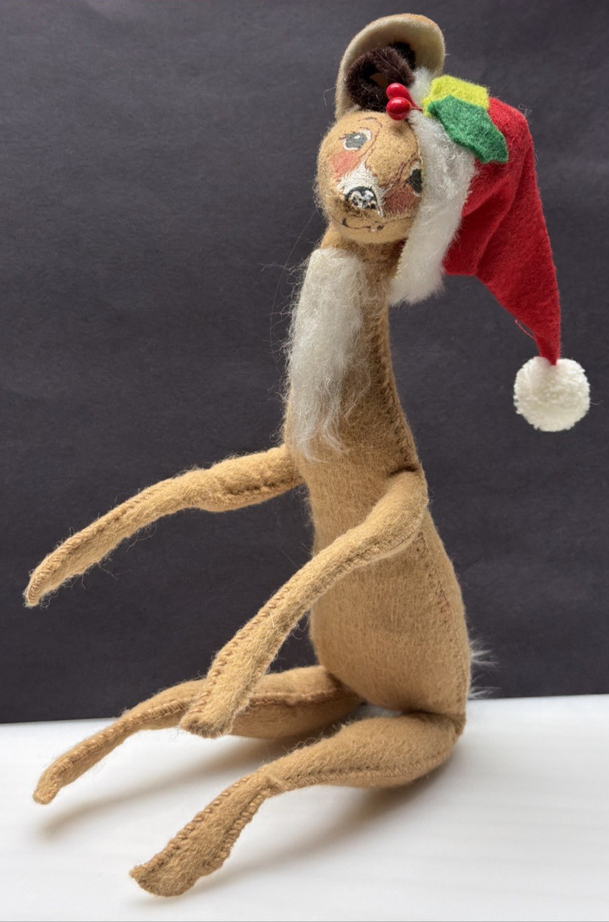 Vintage Annalee Doll Bendable Doe Holiday Christmas Figures Reindeer Deer Hat